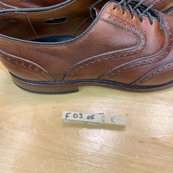 Allen Edmonds McClain Mens Size 9 Shoes Leather Wingtip Brogue Oxfords Brown - Picture 9 of 9